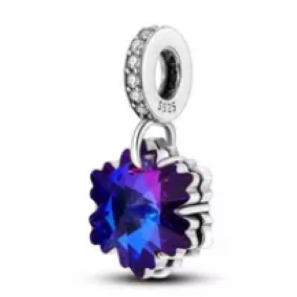 Beautiful Blue and Purple Sterling Silver S925 Snowflake charm dangle